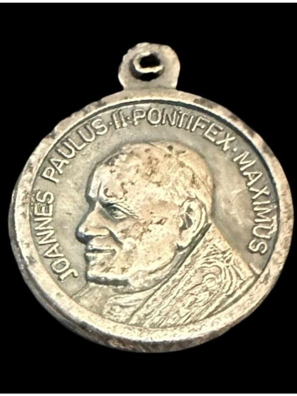 Vintage Joannes Paulus II Pontifex Maximus Medal Italy Religious Pendant Silver